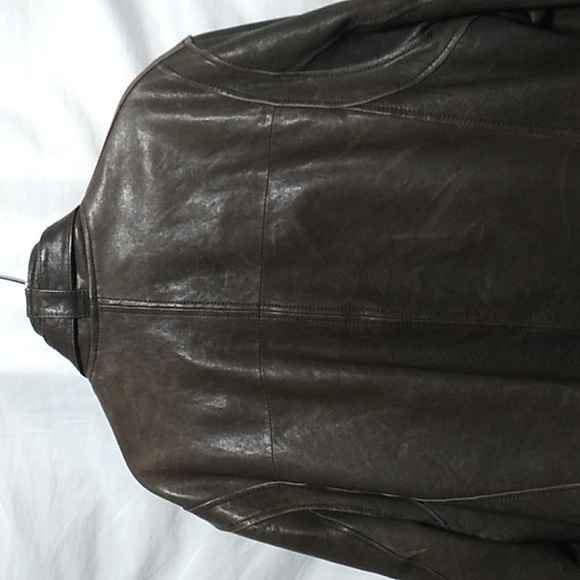 SALE! Andrew Marc Leather Full Zip Distressed  Jacket W Zip Pockets Wool Lining - Picture 9 of 16